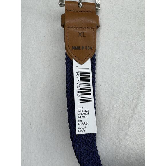 NWT! Men’s Johnnie-O Woven Navy Blue Belt With Leather Finishing Size XL - Picture 3 of 5